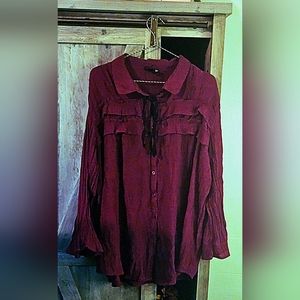 Perch by Blu.PepperMaroon Button Up Blouse